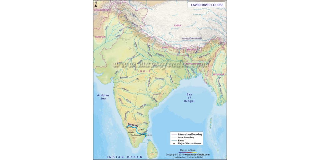 cauvery river on map